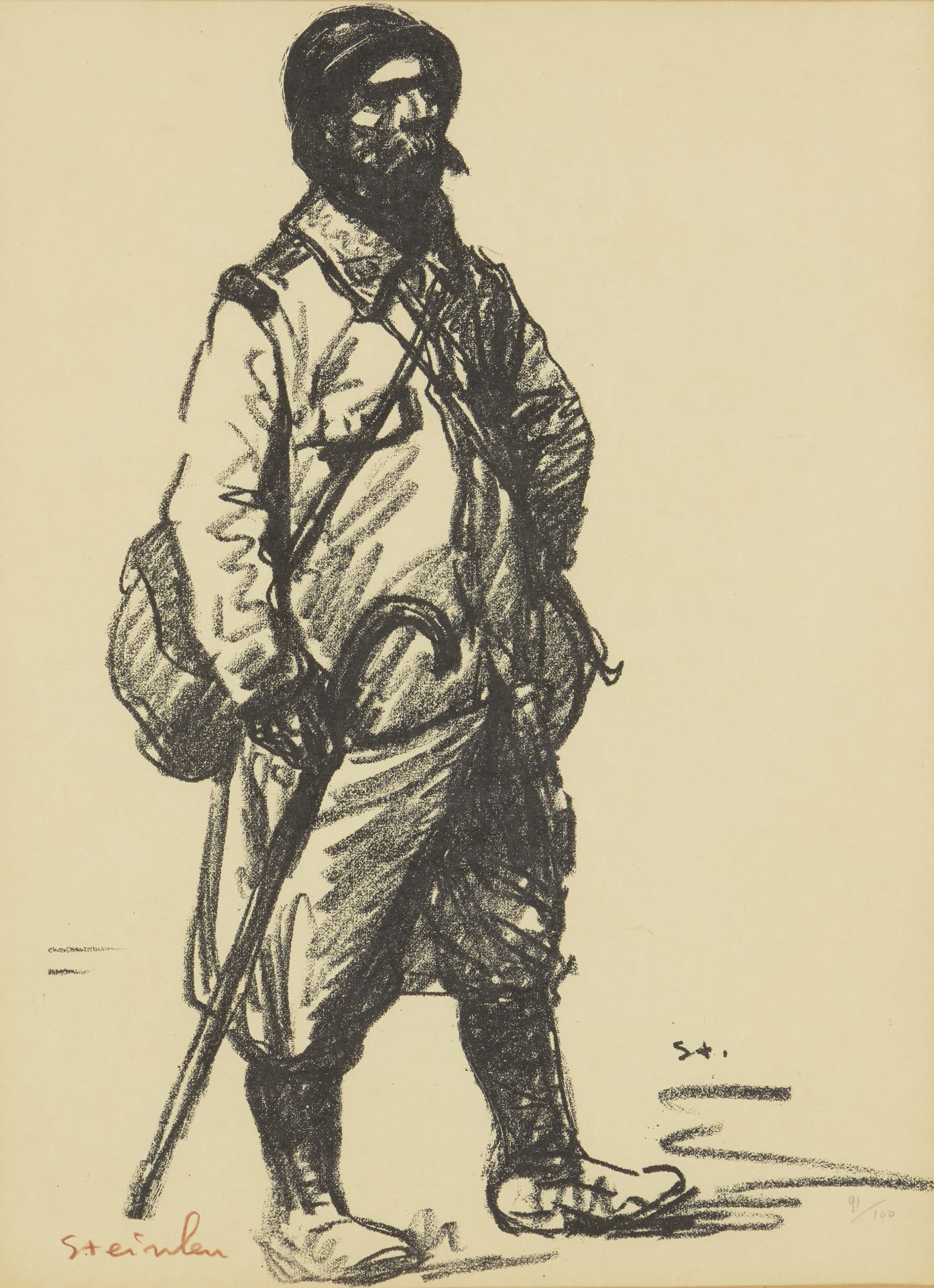 Theophile-Alexandre Steinlen, French/Swiss 1859-1923, Permissionnaire tenant une canne, 1916; Au... - Image 13 of 16