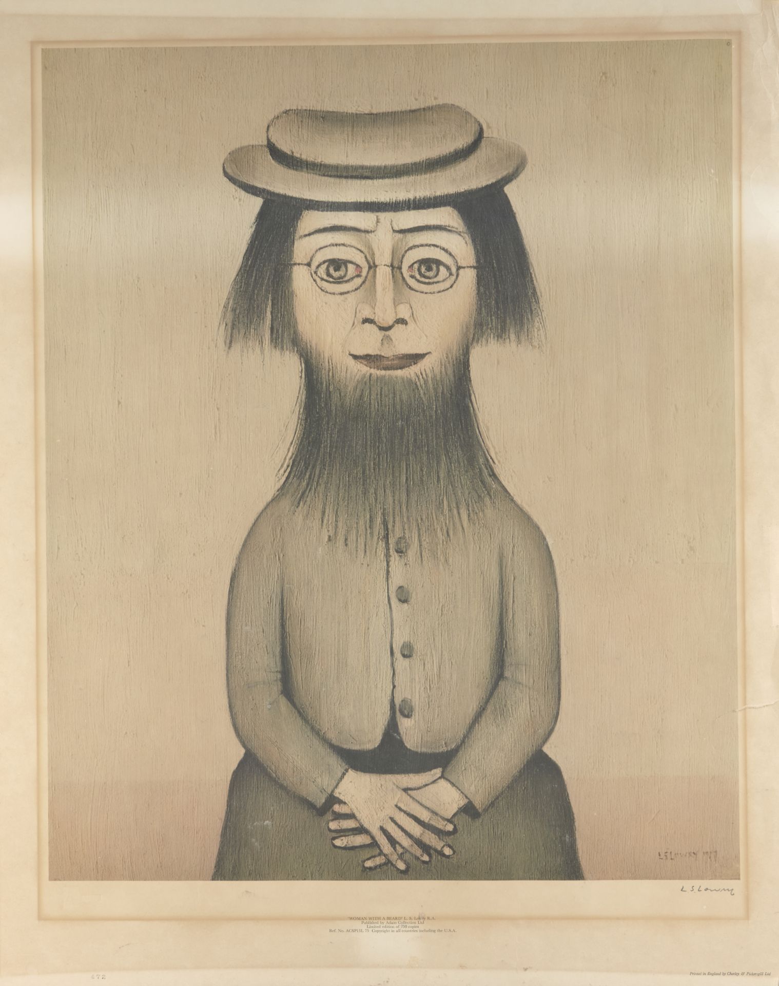 Laurence Stephen Lowry RBA RA, British 1887-1976, Woman with Beard, 1975; offset lithograph on ...