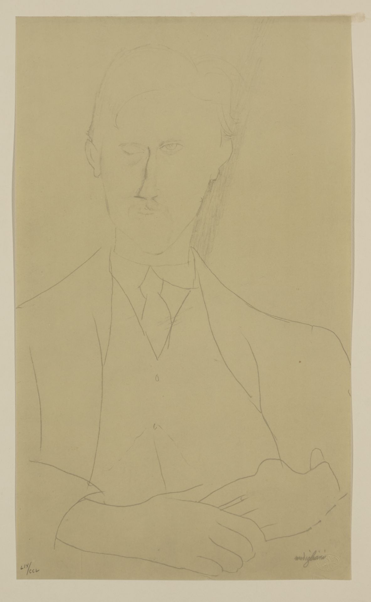 After Amedeo Modigliani, Italian 1884-1920,  Portrait of Roger Dutilleul, 1959; lithograph in c...