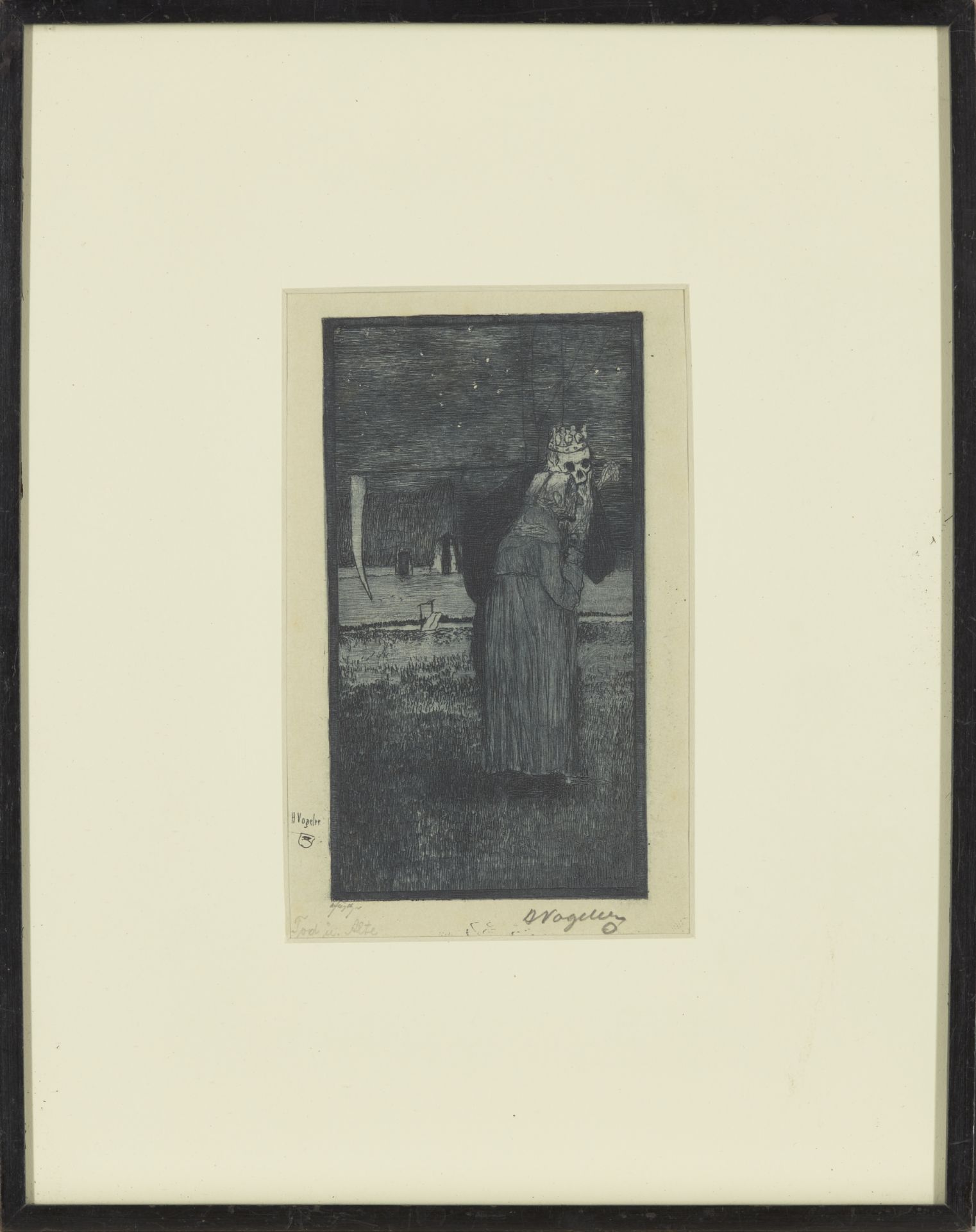 Heinrich Vogeler, German 1872-1942, Tod und Alte, 1896; etching on wove, signed, titled and ins... - Image 4 of 4