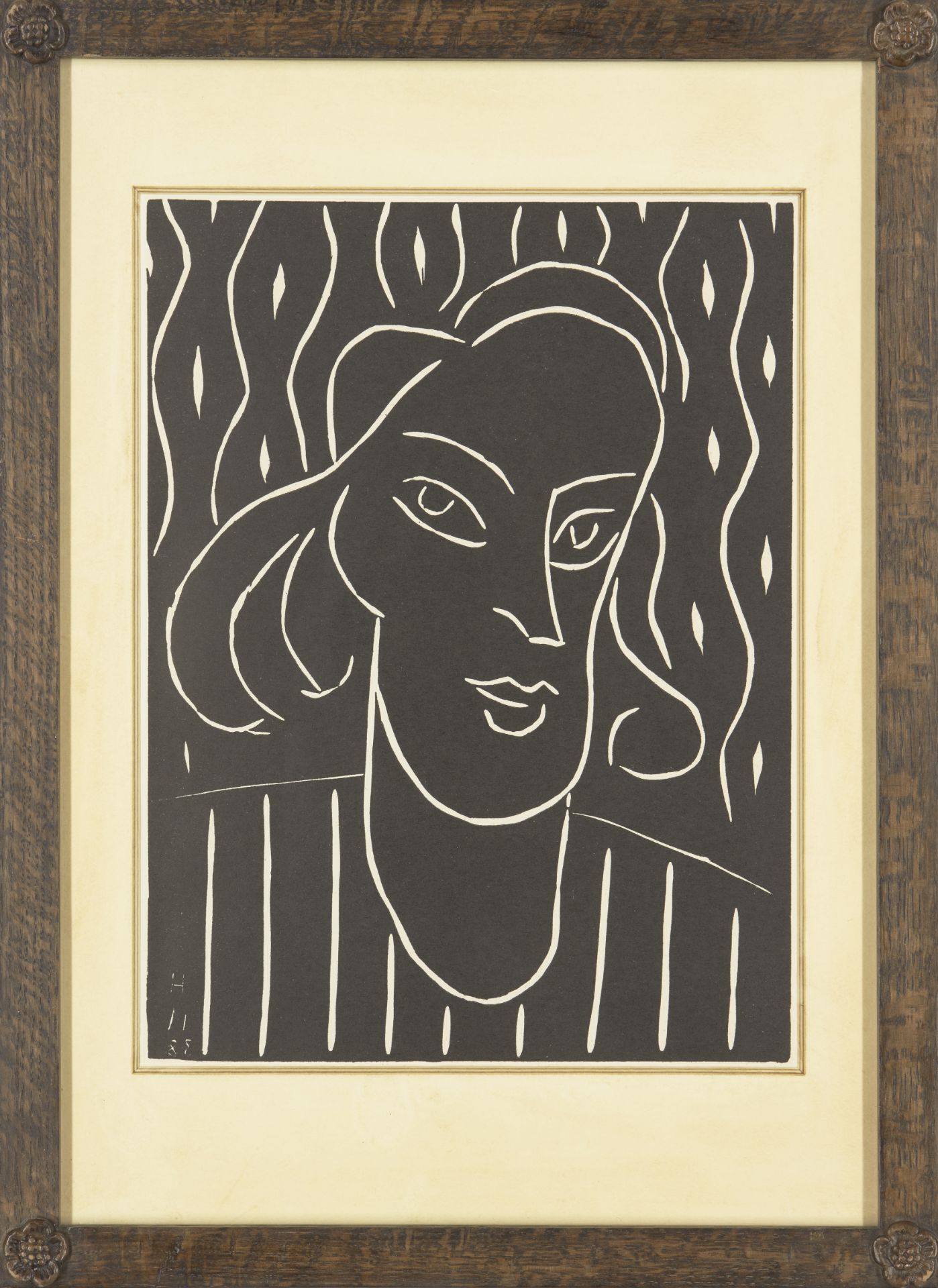 Henri Matisse, French 1869-1954, Teeny,1938/1959; linocut on wove, 30.3 x 22.7 cm, (framed) (ARR) - Bild 4 aus 4