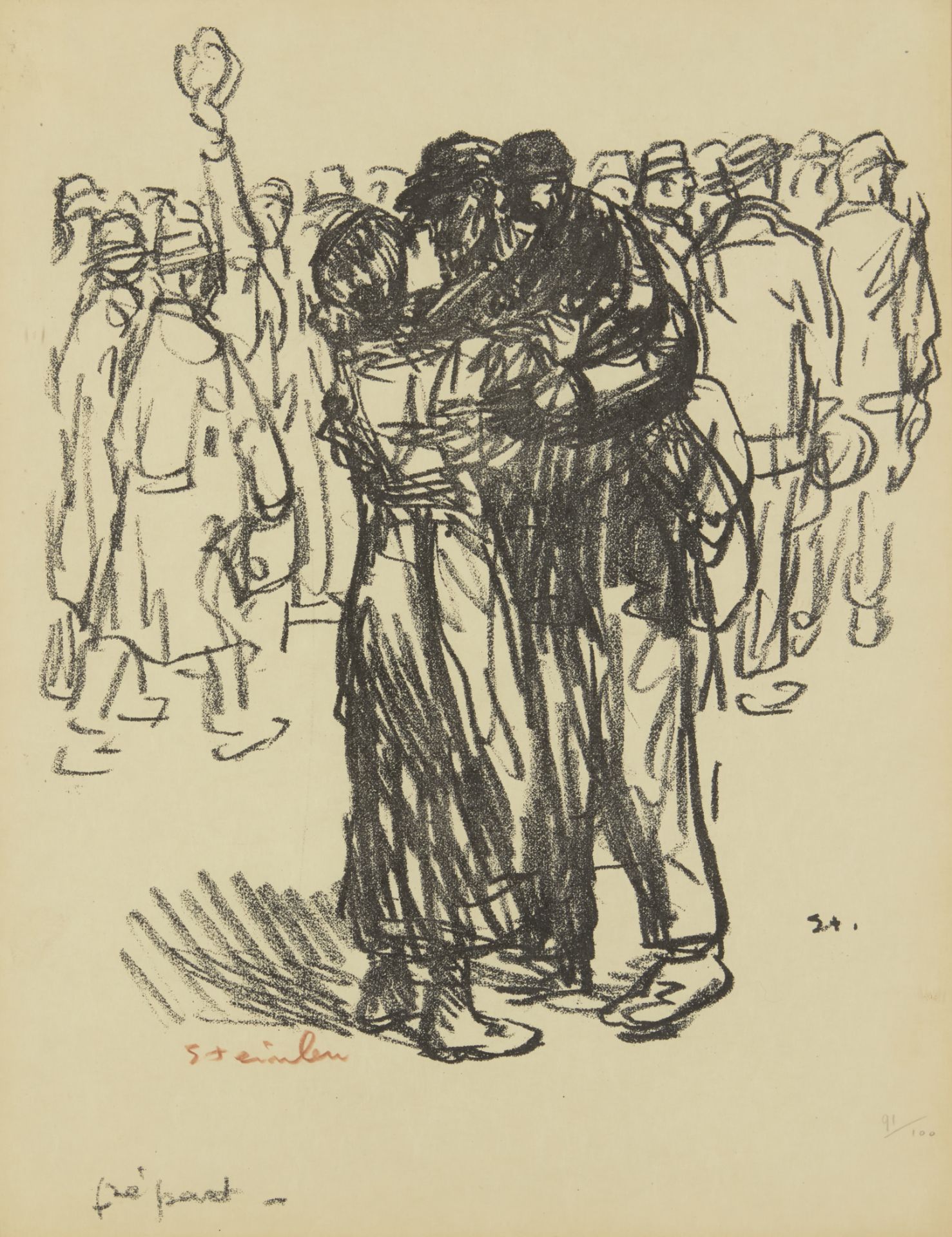 Theophile-Alexandre Steinlen, French/Swiss 1859-1923, Permissionnaire tenant une canne, 1916; Au... - Image 9 of 16