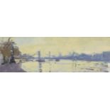 Ken Howard OBE RA,  British 1932-2022 -  Albert Bridge, Morning light;  oil on canvas, signed l...