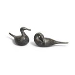 Guy Taplin,  British b.1939 -  Pair of miniature pintails;  bronze, each signed with initials '...