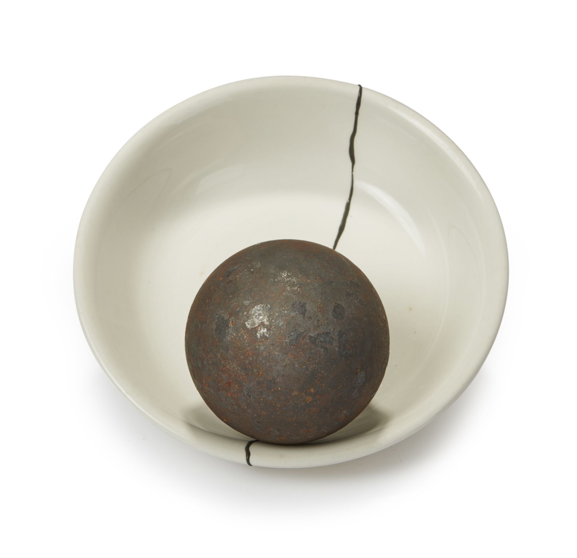 Richard Wentworth CBE,  British b. 1947-  Crack, Ball and Bowl, 2000;  steel, ceramic and epoxy...
