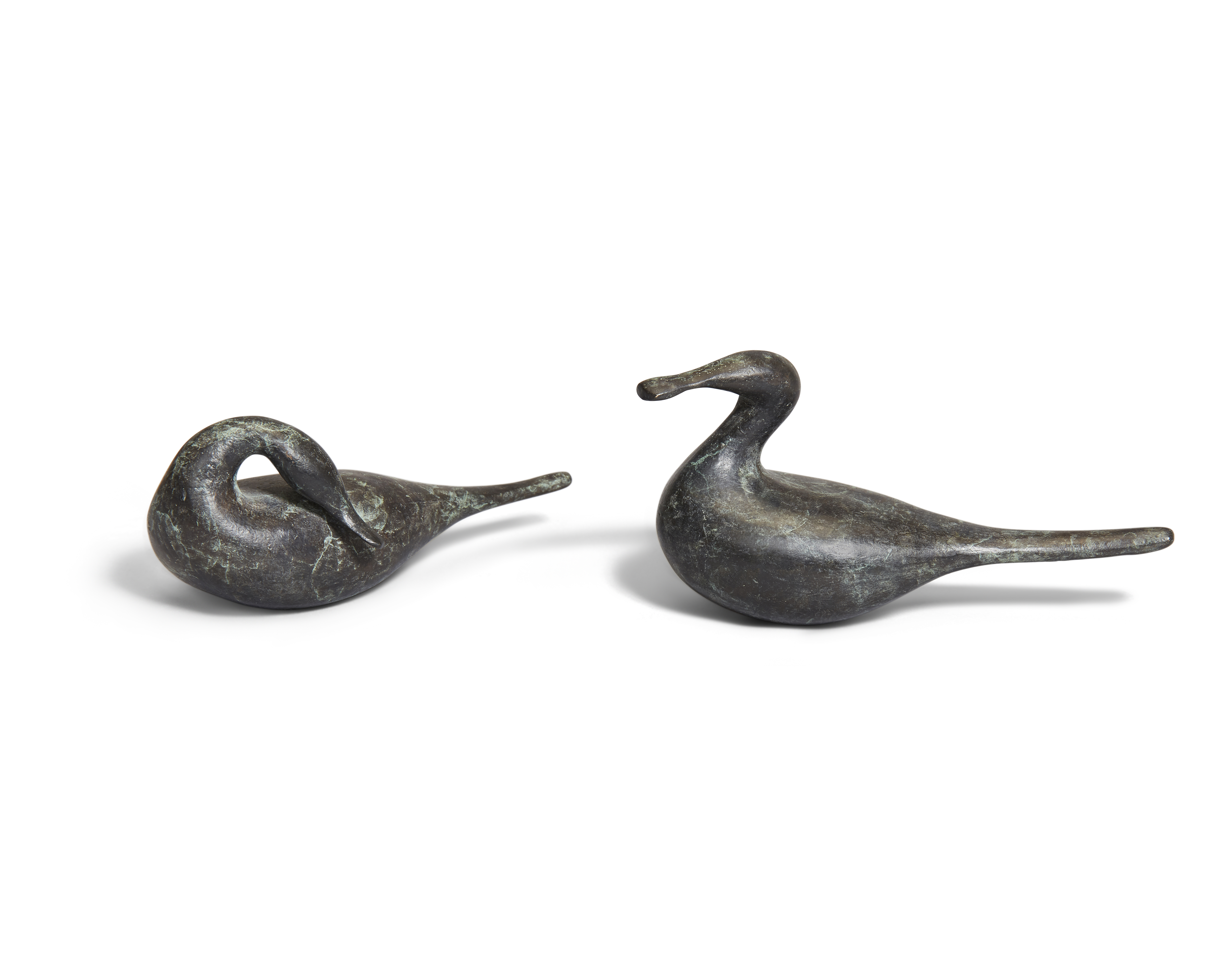 Guy Taplin,  British b.1939 -  Pair of miniature pintails;  bronze, each signed with initials '... - Image 2 of 3