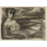 Peter Foldes,  British/Hungarian 1924-1977 -  Portrait of a woman;  charcoal on paper, signed l...
