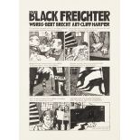 Clifford Harper,  British b.1949 -  The Black Freighter, with words by Bert Brecht;  ink and co...