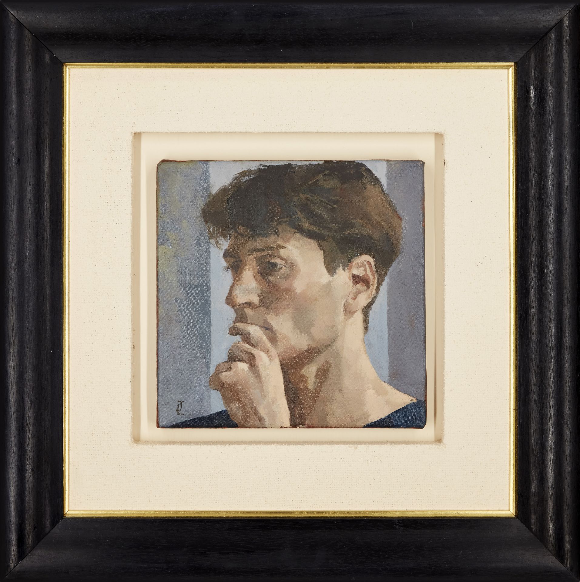 Jason Line,  British b.1965 -  Self-portrait, c.1990;  oil on canvas, signed with monogram lowe... - Image 2 of 3