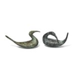 Guy Taplin,  British b.1939 -  A Pair of Miniature Cormorants;  bronze, each signed and numbere...