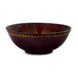 Gladys Rogers for Pilkington's Royal Lancastrian Pottery Company Red lustre bowl with fruit and ...