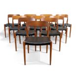 Niels O. Møller (1920-1981) for J.L Møller Ten 'Model 75' dining chairs, together with a 'Model ...
