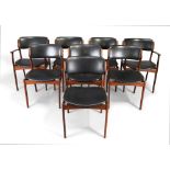Erich Buch (1923-1982) for O.D. Møbler Eight Model '49' dining chairs, circa 1960 Rosewood, leat...