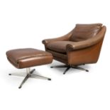 Aage Christiansen for Erhardsen & Andersen Matador lounge chair & ottoman, circa 1960/70 Leather...
