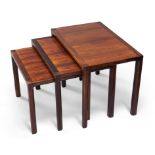 Vildbjerg Mobelfabrik Nest of tables, circa 1960 Rosewood Smallest table with manufacturer's mar...