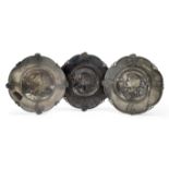 WMF Three plates each decorated with the head of an Art Nouveau maiden, circa 1905 Pewter Unmark...