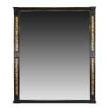 Aesthetic Movement Overmantle mirror, circa 1860 Ebonised, parcel gilt and painted wood, mirrore...