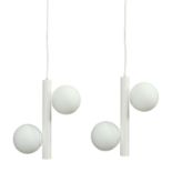 Roberto Giacomucci for Marchetti Two 'Tin Tin S1' hanging lights, circa 2020 White glass, powder...