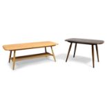 Ercol Two coffee tables, circa 1980 Elm, beech Each with manufacturer's label to underside Large...