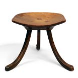 Liberty & Co. 'Thebes' stool, circa 1900 Mahogany Ivorine manufacturer's plaque to underside 35c...