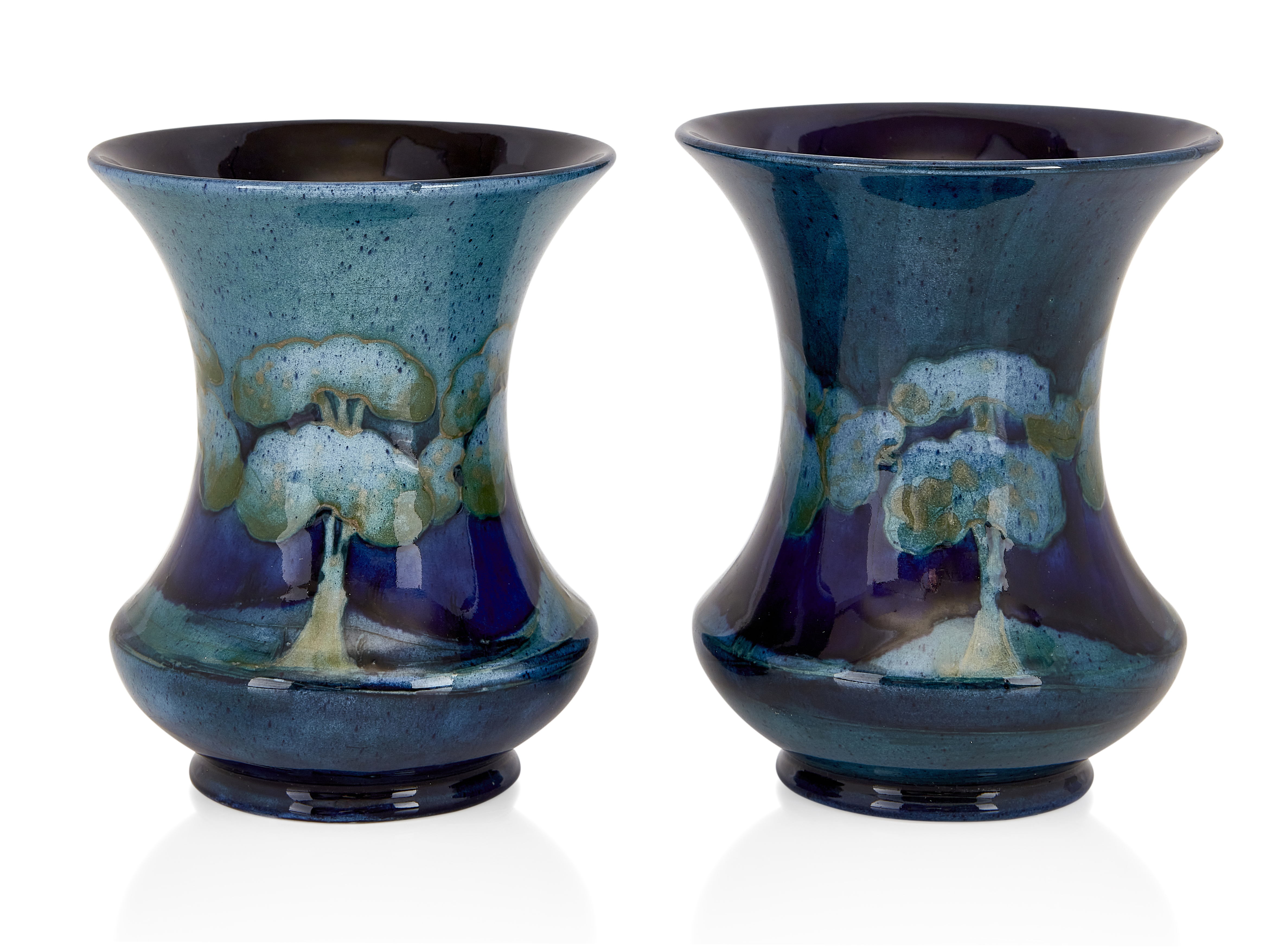 William Moorcroft (1872-1945) Pair of Moonlit blue vases, circa 1920 Glazed earthenware Impresse... - Image 2 of 3