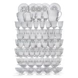 Rene Lalique (1860-1945) Large 'Nippon' service over 100 pieces, including: a pair of port decan...
