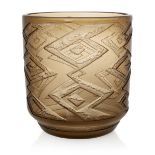 Daum Topaz coloured vase in geometric design, circa 1930 Acid-etched glass Etched mark 'DAUM NAN...