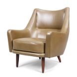 Italian Lounge chair, circa 1960 Leather, beech 87cm high, 80cm wide