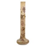 Emile Galle (1846-1904) Tall Dahlias flower vase, circa 1900 Amber glass, gilding, enamel and ap...