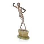 Josef Lorenzl (1892-1950) Female dancer, circa 1925 Silvered bronze, onyx base Signed 'Lorenzl' ...