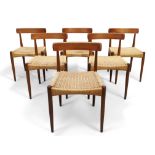 Arne Hovmand-Olsen (1919-1989) for Mogens Kold Set of six dining chairs, circa 1960 Teak, woven ...