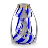 Art Nouveau Vase in pewter mount, circa 1925 Clear glass with blue stripe, pewter Unmarked 22cm ...