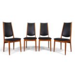Nyrup Møbelfabrik Set of four dining chairs, circa 1960 Teak, leather Manufacturer's label to un...