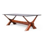 Attributed to Fredrik Schriever Abeln for Örebro Glas Coffee table, circa 1960 Mahogany, brass, ...