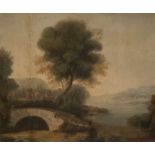 Follower of Jan Frans van Bloemen, called Orizzonte,  Italian 1662-1749-  An Italianate river la...