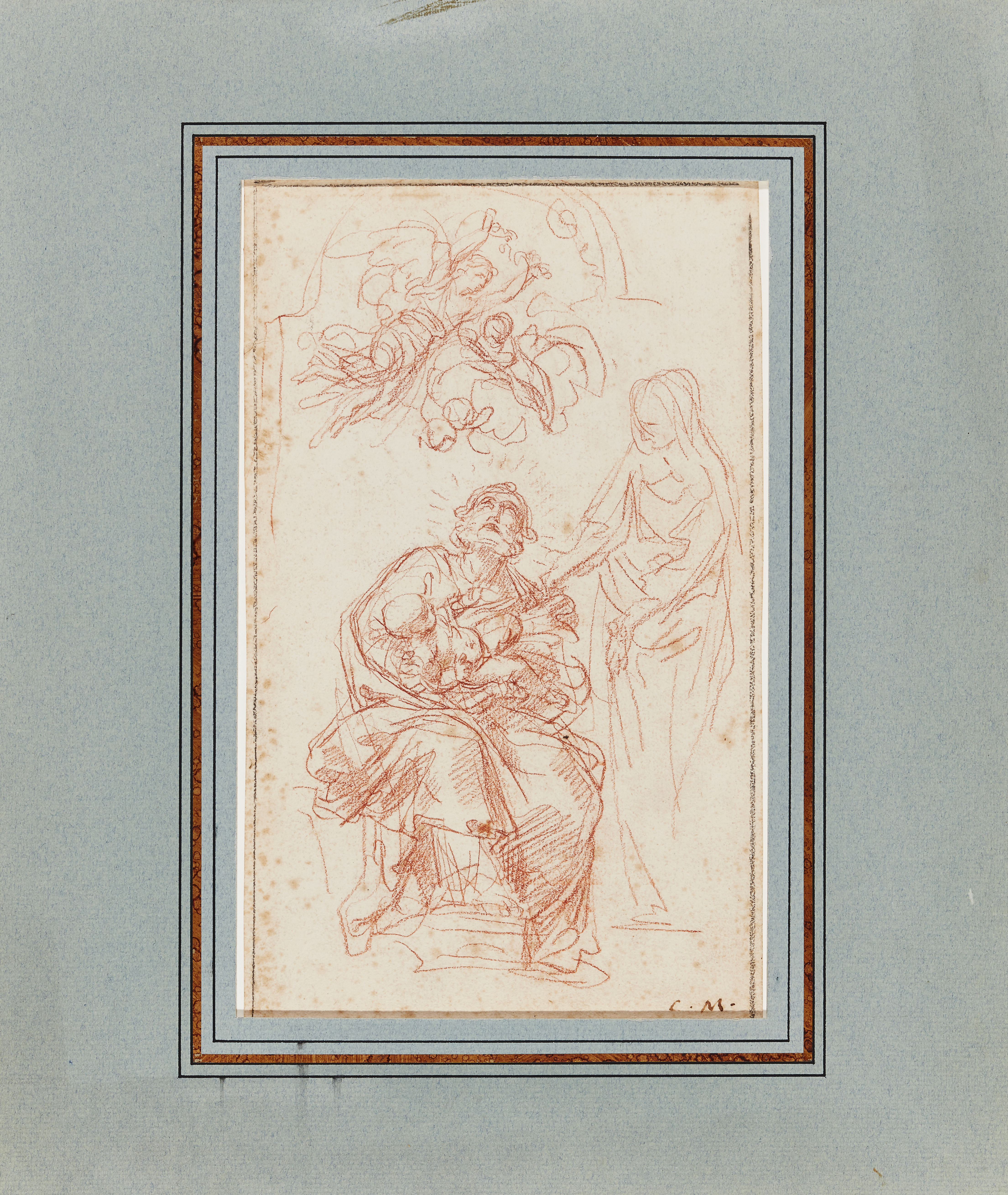 Carlo Maratta,  Italian 1625-1713-  The Holy Family, with Saint Joseph embracing the Christ Chil... - Image 2 of 4