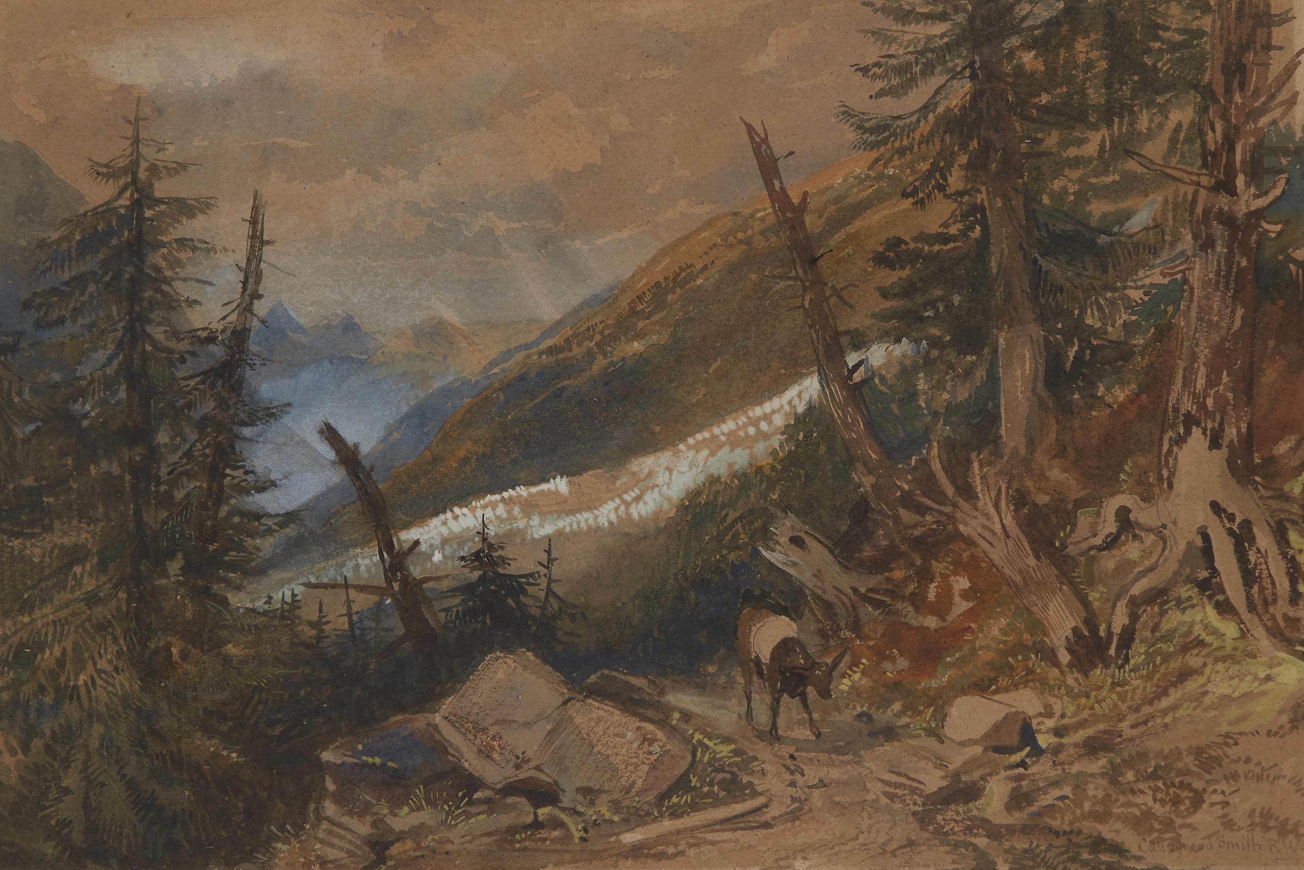 William Collingwood Smith, RWS,  British 1815-1887-  The Glacier des Bossons;  pencil, watercol...