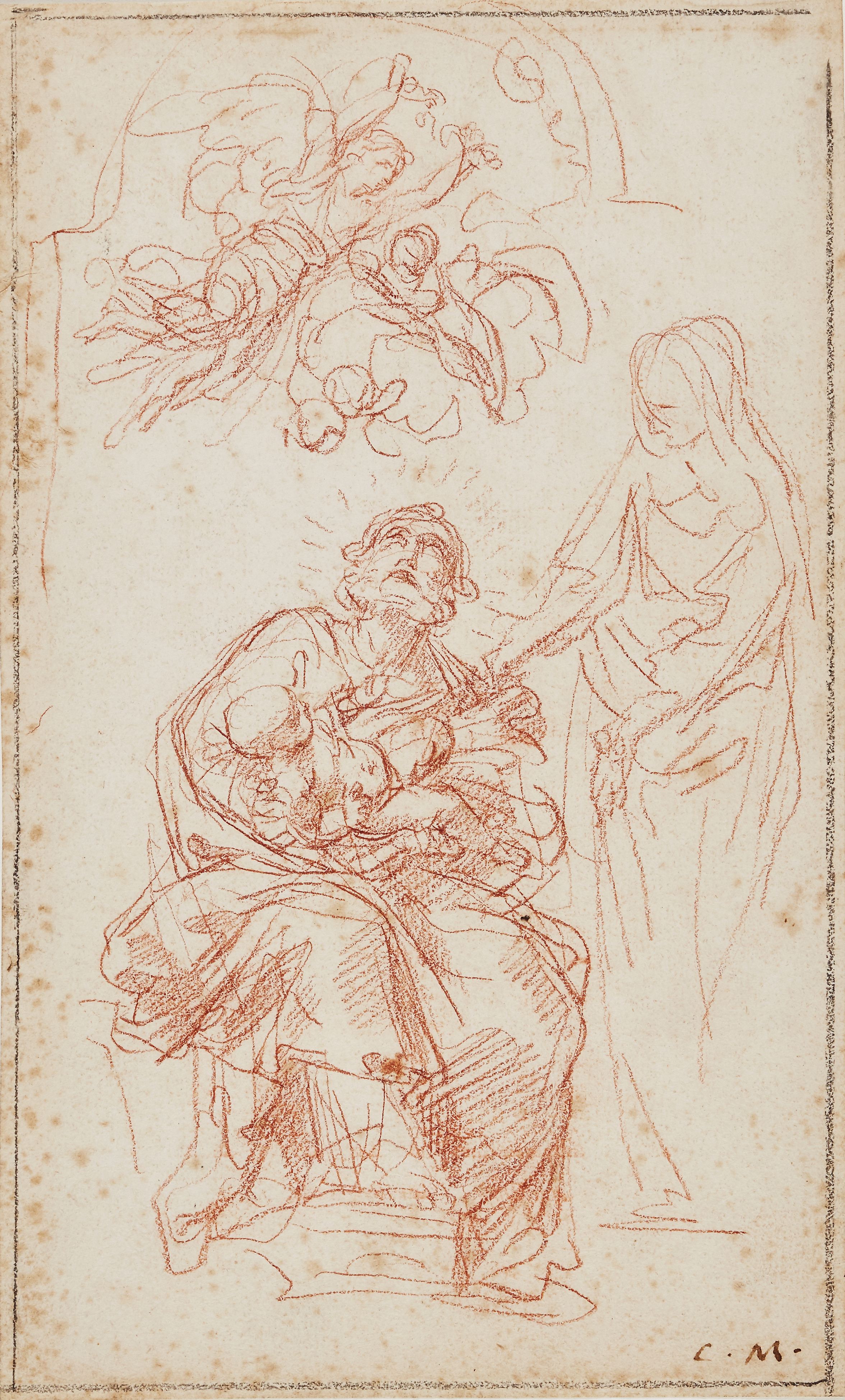 Carlo Maratta,  Italian 1625-1713-  The Holy Family, with Saint Joseph embracing the Christ Chil...