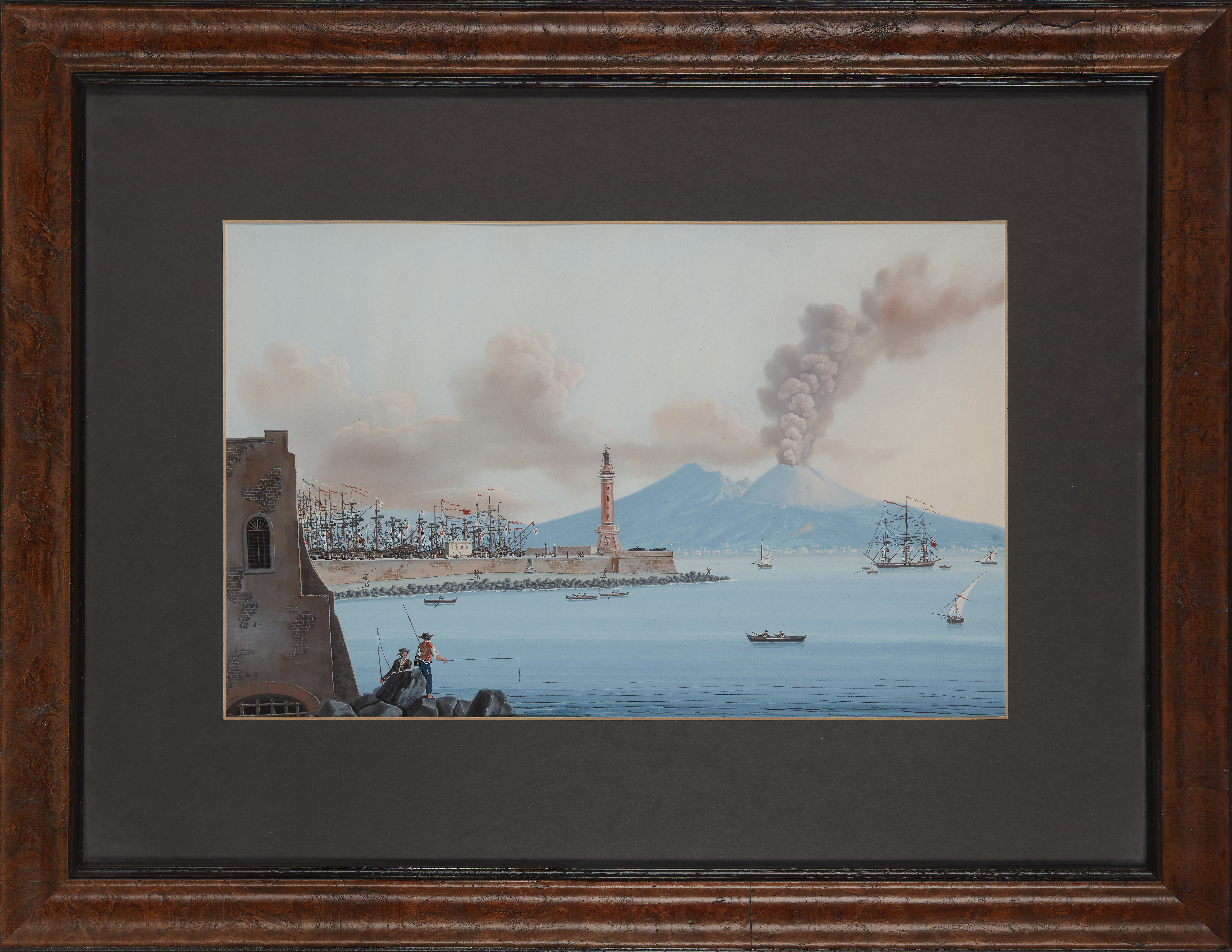 Neapolitan School,  mid 19th century-  Four views of the Bay of Naples;  each bodycolour on pap... - Image 4 of 8