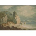 John 'Warwick' Smith,  British 1749-1831-  Port at Terracina, Italy;  pencil and watercolour on...