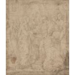 Circle of Maerten de Vos,  Flemish 1532-1603-  Presentation of Christ in the Temple;  pen and i...