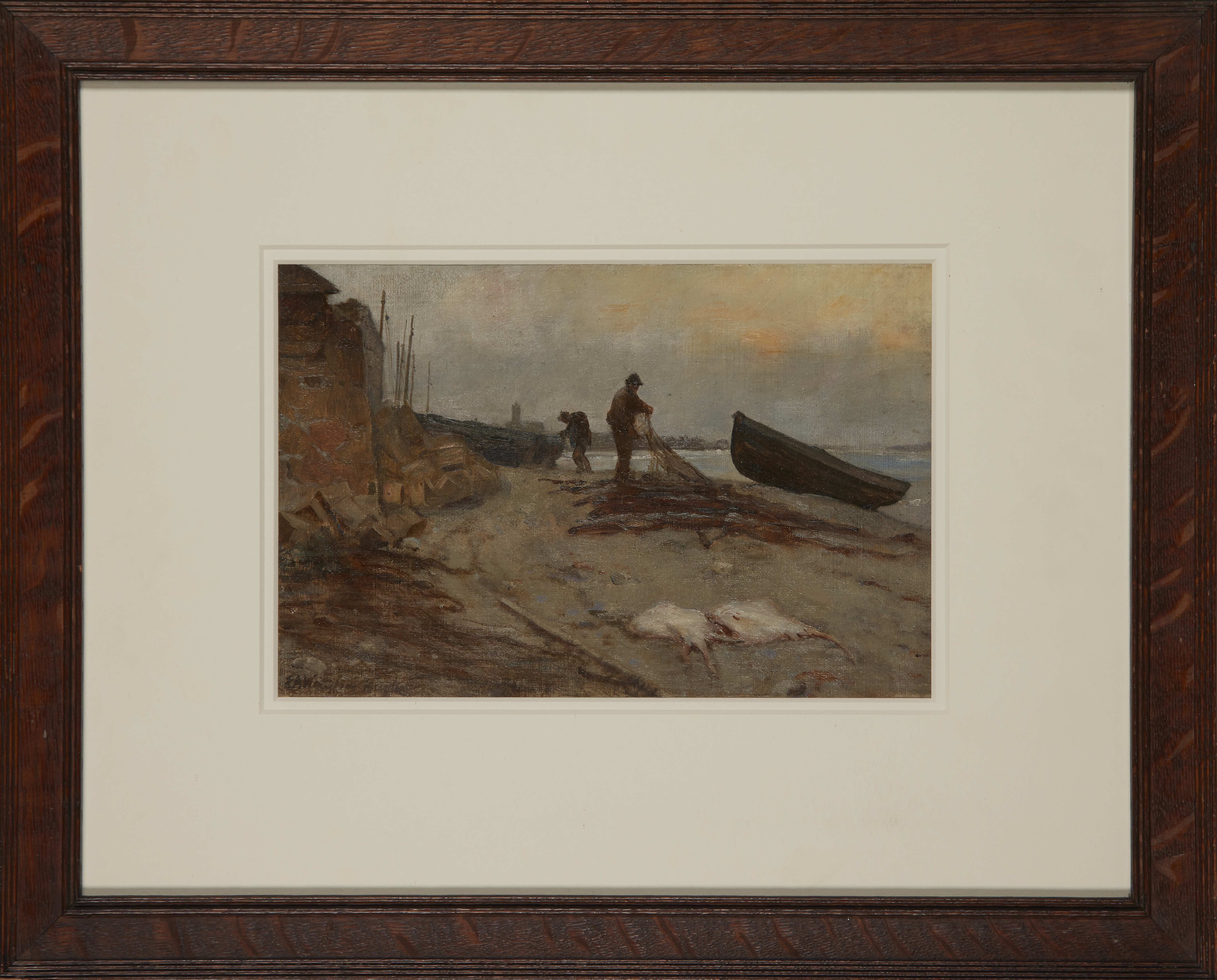 Sir Ernest Albert Waterlow, RA, ROI,  British 1850-1919-  Preparing the nets;  oil on canvas la... - Image 2 of 2