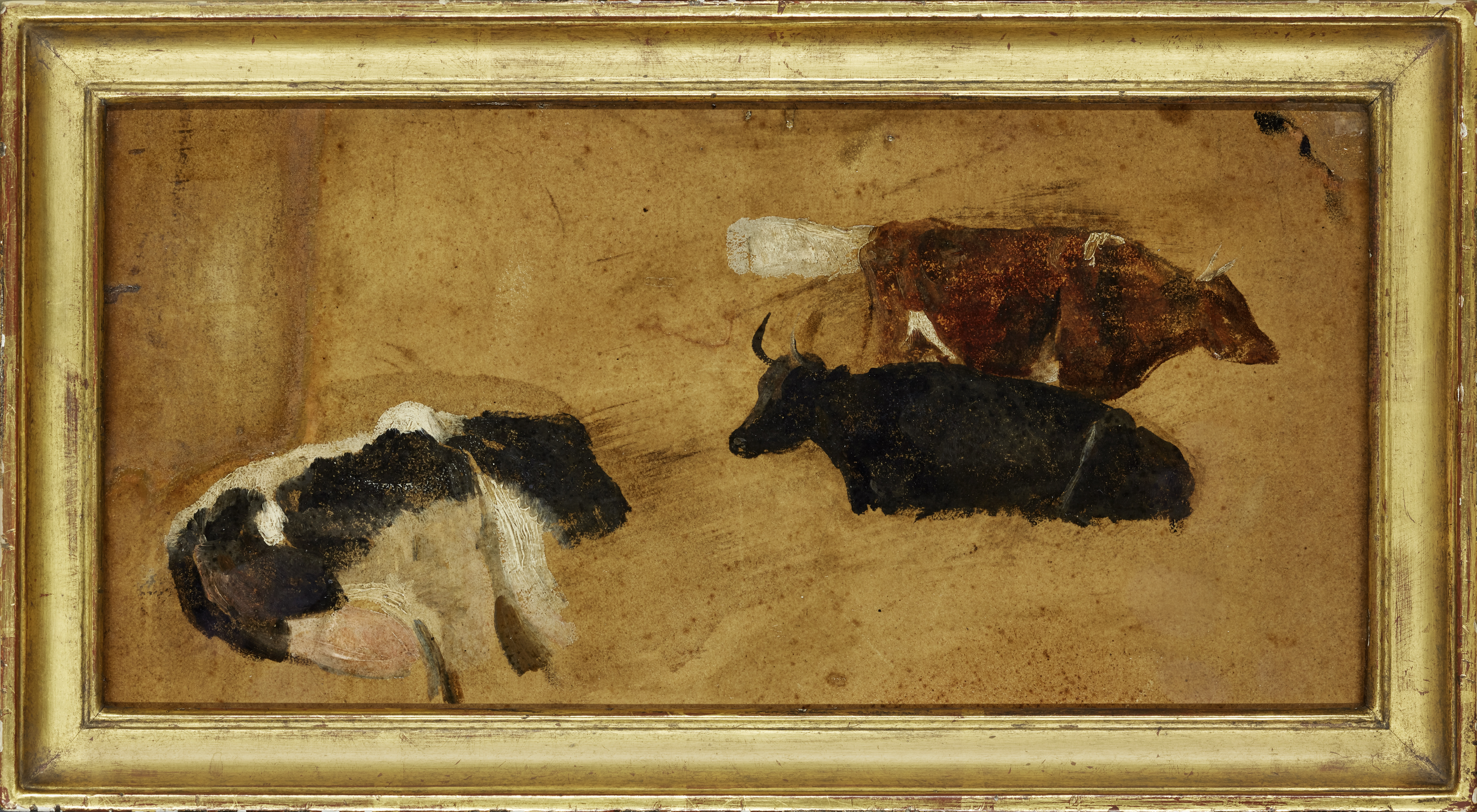 Thomas Sidney Cooper, RA,  British 1803-1902-  Studies of cattle;  oil on card laid down on can... - Image 2 of 3