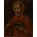 Sienese School,  19th century-  Saint Lawrence;  oil on canvas, 50 x 40 cm., (unframed).  Prov...