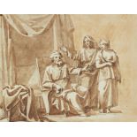 Peter Anton von Verschaffelt,  Flemish 1710-1793-  Davids Promise to Bathsheba;  pencil, pen an...