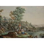 Anton Altmann The Elder,  Austrian 1777-1818-  Two River landscapes with figures and animals;  ...
