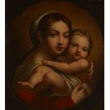 After Annibale Carracci,  Italian 1560-1609-  The Virgin and Child;  oil on canvas, in a painte...