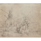 Rembrandt Harmenszoon van Rijn,  Dutch 1606-1669-  The Baptism of the Eunuch;  etching with dry...
