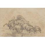 Sawrey Gilpin, RA,  British 1733-1807-  The Fall of Phaeton;  black chalk, pen and brown ink on...