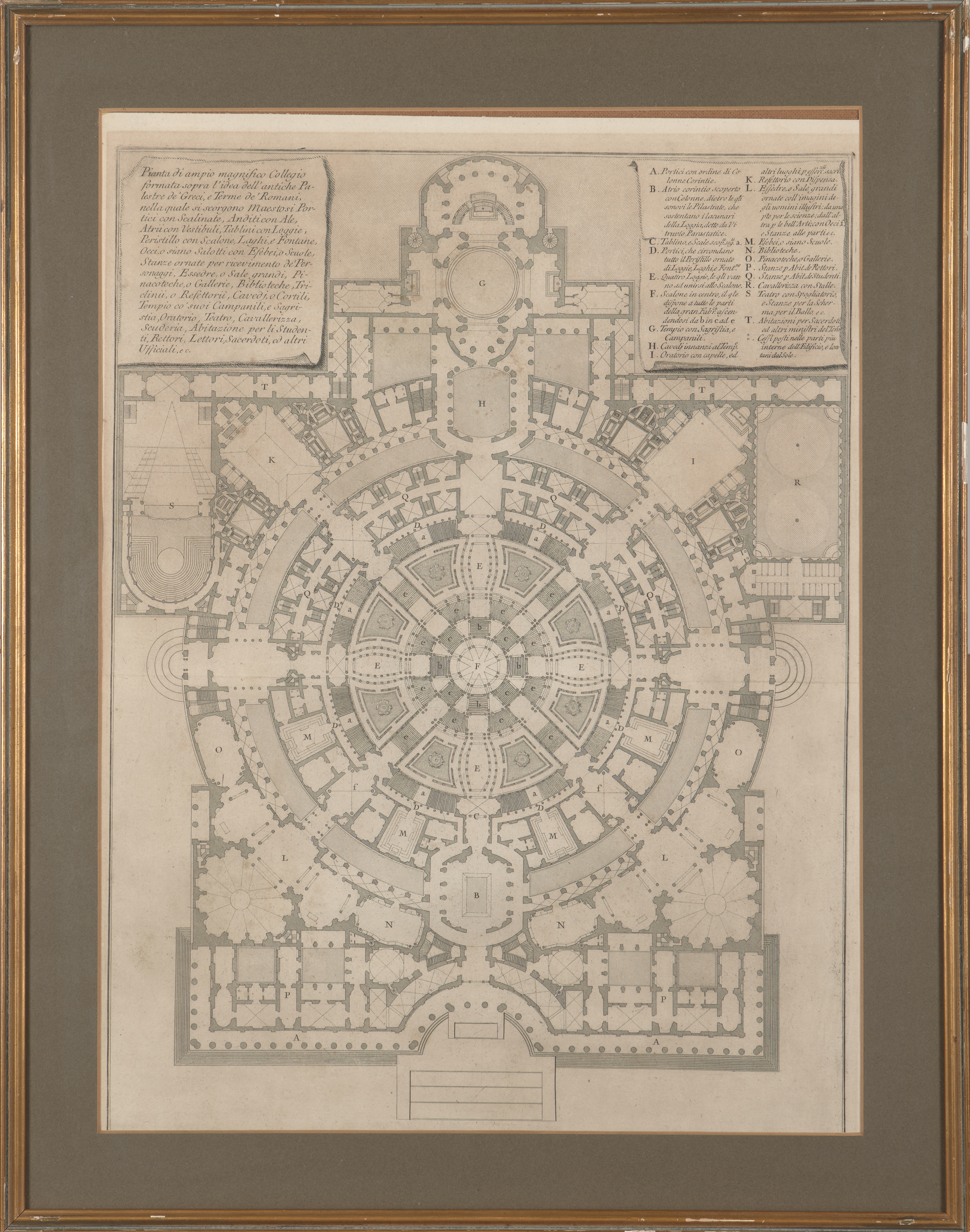 Giovanni Battista Piranesi,  Italian 1720-1788-  Plan of large magnificent college (Pianta di am... - Image 2 of 3